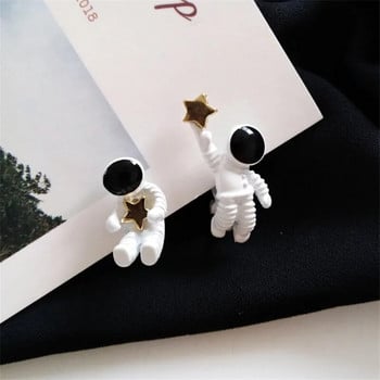 Асиметрична пентаграма свити обеци за жени Момичета Космически астронавти Обеци на шипове Модни звездни дамски обеци Парти подарък