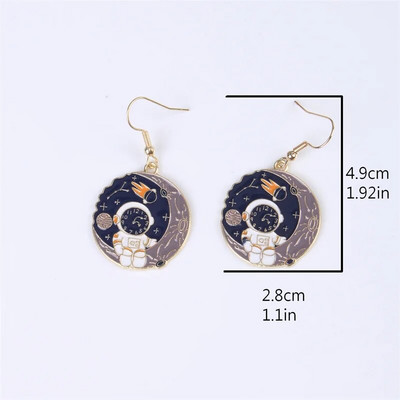 Asimetrični pentagram skupljene naušnice za žene Djevojke Svemirski astronauti Naušnice s nitnama Modne zvijezde Ženske naušnice Poklon za zabavu