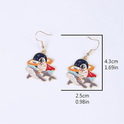 Asimetrični pentagram skupljene naušnice za žene Djevojke Svemirski astronauti Naušnice s nitnama Modne zvijezde Ženske naušnice Poklon za zabavu