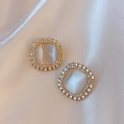 Square Princess Cut μπλε πέτρινο σκουλαρίκι για γυναίκες Απλό σχέδιο Κομψό γυναικείο αξεσουάρ Κοσμήματα μπάντα γάμου Hot