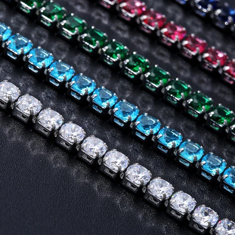 Luksuzna kristalna narukvica u boji za žene, modne metalne lančane narukvice sa vještačkim dijamantima, narukvica u punk stilu, hip-hop narukvica, nakit