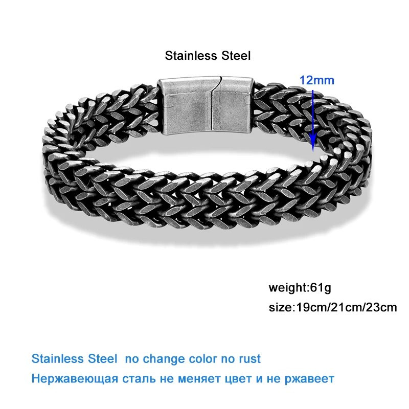 Lanac od nehrđajućeg čelika Muška narukvica Punk dodaci za ruke Magnetna kopča Vintage narukvica Muški nakit Veleprodaja Božićni darovi