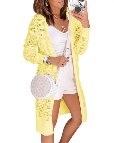 Ženski otvoreni prednji pleteni prozirni kardigani Ljetni boho lagani kimono dugi pulover