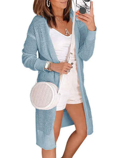 Ženski otvoreni prednji pleteni prozirni kardigani Ljetni boho lagani kimono dugi pulover
