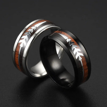 8 мм Модни мъжки пръстени Титаниева стоманена зърнеста стрела Годеж Годишнина от сватба Творчество Парти пръстени Аксесоари за бижута