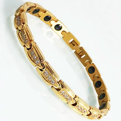 Zdrava narukvica za djevojke s magnetskom terapijom germanijem Narukvica za zapešće od kubnog cirkonija od ružičastog zlata za žene