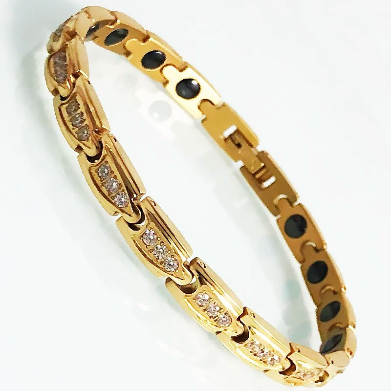 Zdrava narukvica za djevojke s magnetskom terapijom germanijem Narukvica za zapešće od kubnog cirkonija od ružičastog zlata za žene