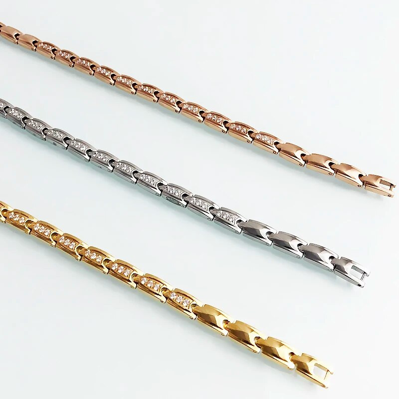 Zdrava narukvica za djevojke s magnetskom terapijom germanijem Narukvica za zapešće od kubnog cirkonija od ružičastog zlata za žene