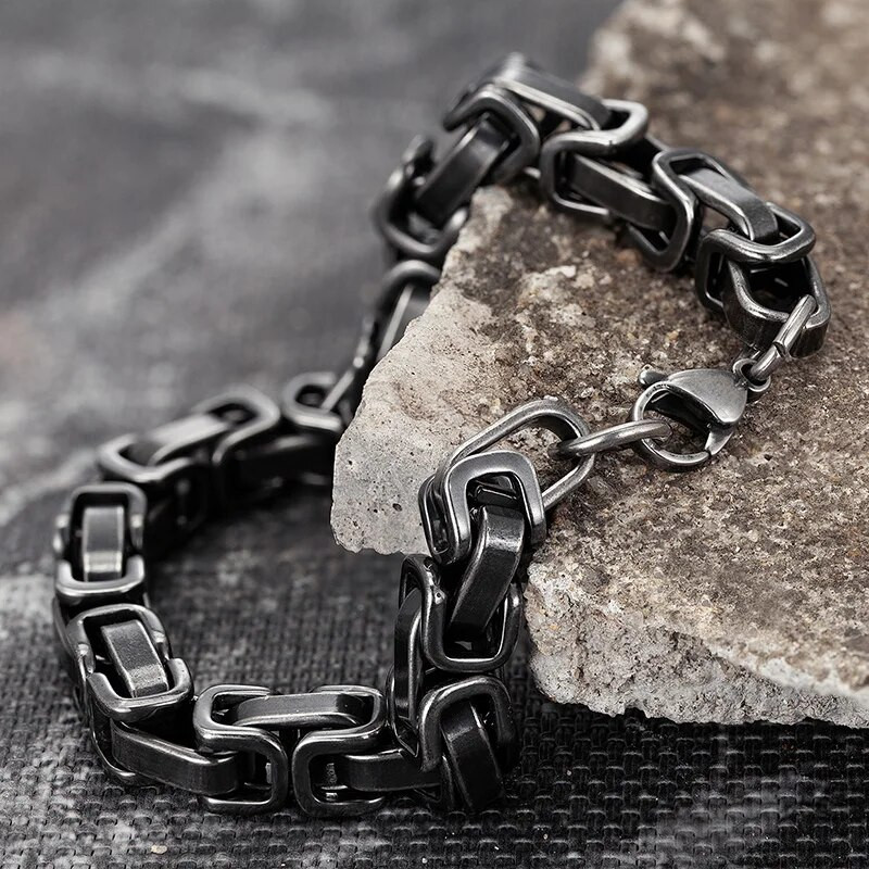 Nerūsējošā tērauda vintage melna rokassprādze Vīriešu Kubas ķēde Retro aproce Modes rotaslietas draugiem Dāvana vairumtirdzniecības aksesuāri