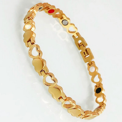 Veselības aprūpe Magnētiskā rokassprādze Apzeltīta nerūsējošā tērauda sirds formas rokassprādzes Sievietēm Sieviešu rotaslietas Meiteņu dzimšanas dienas dāvanas