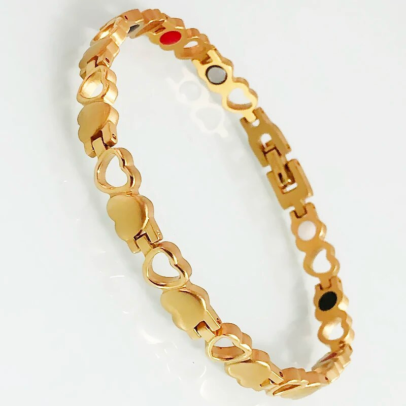 Veselības aprūpe Magnētiskā rokassprādze Apzeltīta nerūsējošā tērauda sirds formas rokassprādzes Sievietēm Sieviešu rotaslietas Meiteņu dzimšanas dienas dāvanas