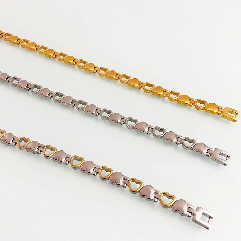 Veselības aprūpe Magnētiskā rokassprādze Apzeltīta nerūsējošā tērauda sirds formas rokassprādzes Sievietēm Sieviešu rotaslietas Meiteņu dzimšanas dienas dāvanas