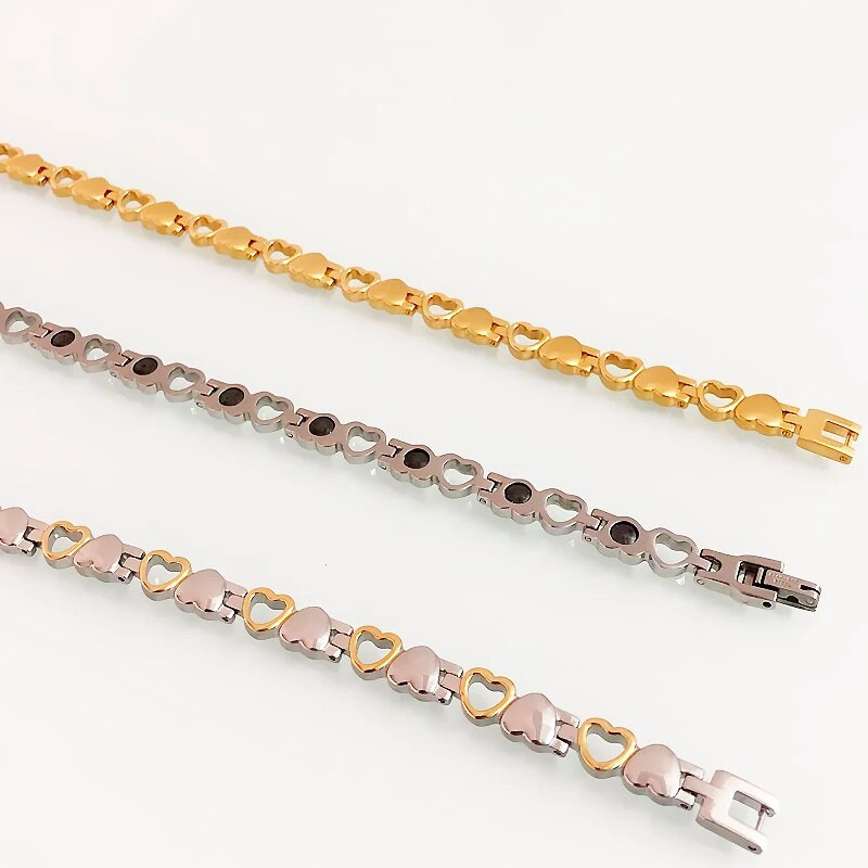 Veselības aprūpe Magnētiskā rokassprādze Apzeltīta nerūsējošā tērauda sirds formas rokassprādzes Sievietēm Sieviešu rotaslietas Meiteņu dzimšanas dienas dāvanas