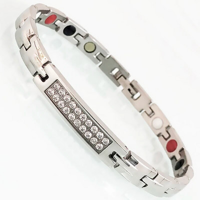 Zdravstvena njega 4 u 1 narukvica za magnetsku terapiju Narukvice za ruke od ružičastog zlata od nehrđajućeg čelika s kubičnim cirkonijem za žene, djevojčice 7 mm