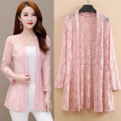 2022. gada pavasaris, rudens, vasara, lielizmēra sieviešu jakas ar garām piedurknēm sieviešu jakas Sieviešu mežģīnes, plāni topi Sieviešu šalles virsdrēbes