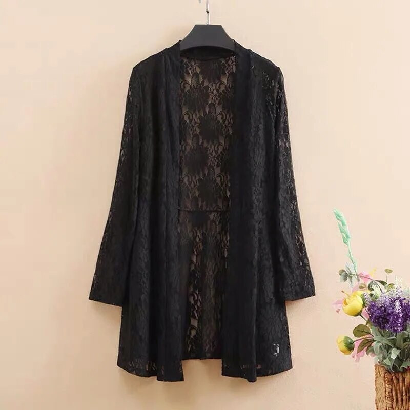 2022. gada pavasaris, rudens, vasara, lielizmēra sieviešu jakas ar garām piedurknēm sieviešu jakas Sieviešu mežģīnes, plāni topi Sieviešu šalles virsdrēbes