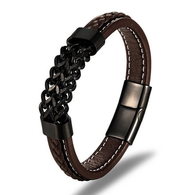 Zlatni lančić od nehrđajućeg čelika Muška kožna narukvica Modni luksuzni punk dodaci Muški nakit Veleprodaja Božićni dar za prijatelja
