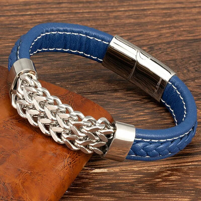 Zlatni lančić od nehrđajućeg čelika Muška kožna narukvica Modni luksuzni punk dodaci Muški nakit Veleprodaja Božićni dar za prijatelja
