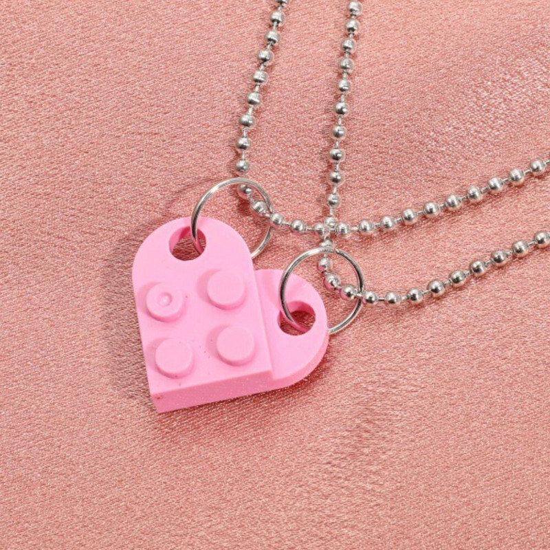 Nova prošivena srcolika ogrlica za par, dvoslojni odvojivi prošiveni privjesak, dobar prijatelj, poklon nakit