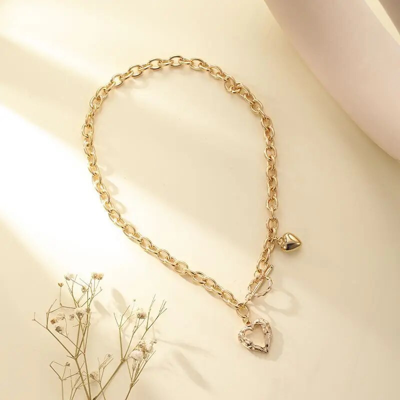 Korejska modna ogrlica s privjeskom s ljubavnim srcem i kopčom za žene Temperamentni lančić za ključnu kost Vjenčana zabava Nakit Poklon ogrlice