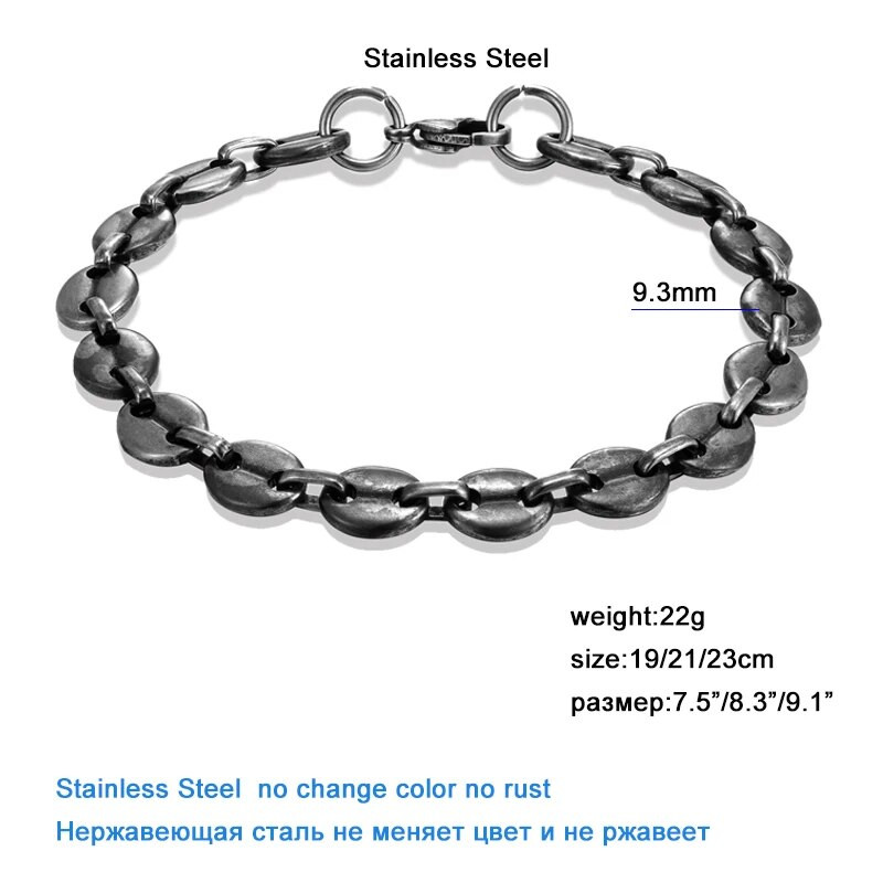 Muška narukvica Vintage karika lanca Ručno izrađena Punk Rock Motocikl od nehrđajućeg čelika visoke kvalitete Ručni nakit Pribor Pokloni Prijatelj
