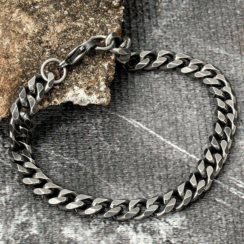 Vīriešu rokassprādze Nerūsējošais tērauds Vintage Apmale Kubas Ķēdes Rokassprādzes Retro aproces Rotaslietas Modes Roku aksesuāri Ziemassvētku dāvanas