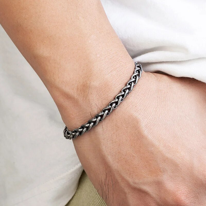 Vīriešu rokassprādze Nerūsējošais tērauds Vintage Apmale Kubas Ķēdes Rokassprādzes Retro aproces Rotaslietas Modes Roku aksesuāri Ziemassvētku dāvanas