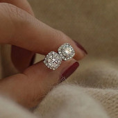 Vintage modni dodaci za žene Četvrtaste sjajne cirkonske naušnice s nitnama za žene Mladenka Svadbena zabava Poklon za Valentinovo Nakit mujer