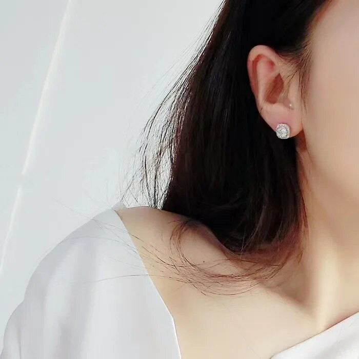 Vintage modni dodaci za žene Četvrtaste sjajne cirkonske naušnice s nitnama za žene Mladenka Svadbena zabava Poklon za Valentinovo Nakit mujer