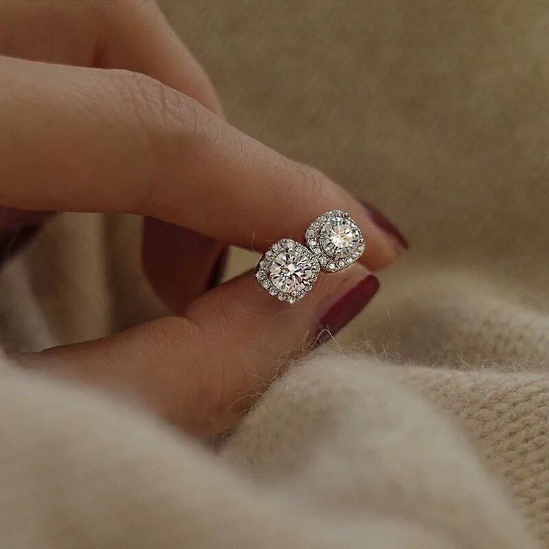 Vintage modni dodaci za žene Četvrtaste sjajne cirkonske naušnice s nitnama za žene Mladenka Svadbena zabava Poklon za Valentinovo Nakit mujer