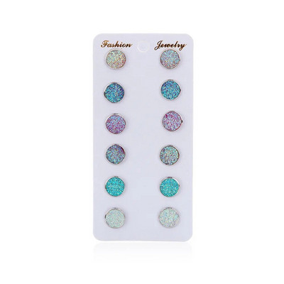 6 pāri 5 stili 12 mm kristāla apaļi drūzi auskaru komplekts Horse Eye Bling krāsaini dzirkstoši Rhinestone kniedes rotaslietas