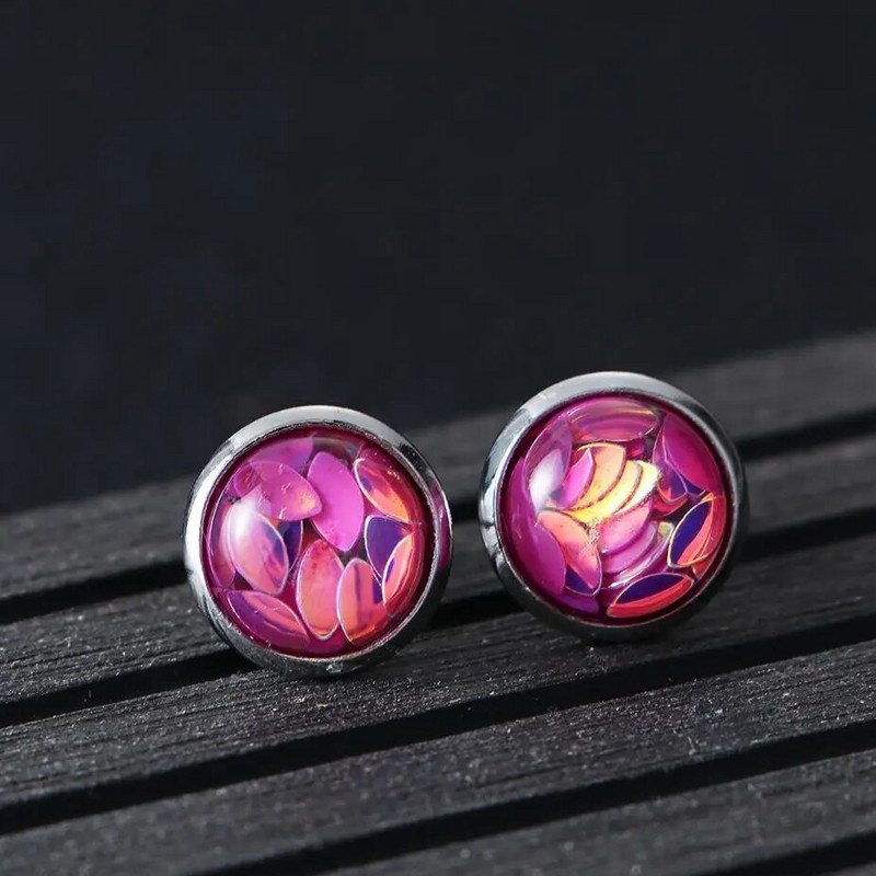 6 pāri 5 stili 12 mm kristāla apaļi drūzi auskaru komplekts Horse Eye Bling krāsaini dzirkstoši Rhinestone kniedes rotaslietas