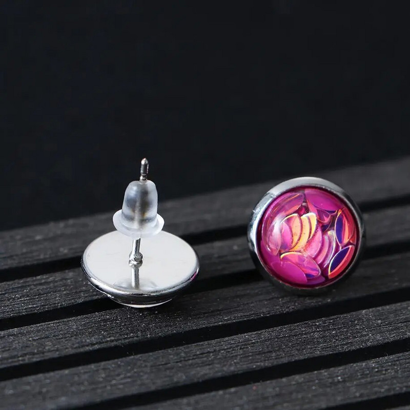 6 pāri 5 stili 12 mm kristāla apaļi drūzi auskaru komplekts Horse Eye Bling krāsaini dzirkstoši Rhinestone kniedes rotaslietas