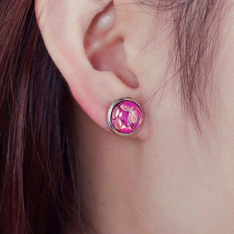 6 pāri 5 stili 12 mm kristāla apaļi drūzi auskaru komplekts Horse Eye Bling krāsaini dzirkstoši Rhinestone kniedes rotaslietas