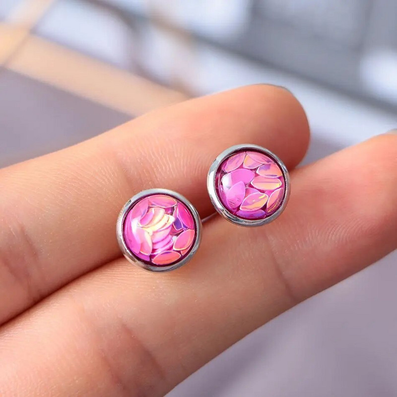 6 pāri 5 stili 12 mm kristāla apaļi drūzi auskaru komplekts Horse Eye Bling krāsaini dzirkstoši Rhinestone kniedes rotaslietas