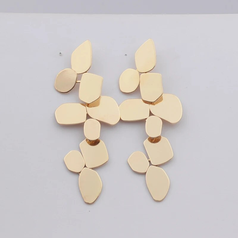 Pretjerani listovi nepravilne geometrije Metalne zlatne duge naušnice s privjeskom za žene Novi trend Brincos vjenčani nakit Poklon za djevojke