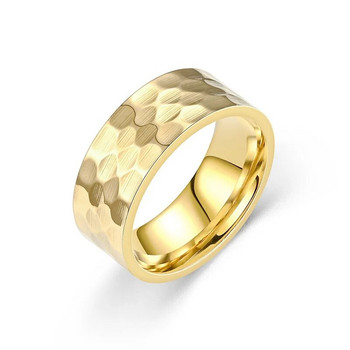 8 мм мъжки пръстени Модни бижута Чукащи вдлъбнати изпъкнали шарки Годежни сватбени подаръци за рожден ден Женски пръстени
