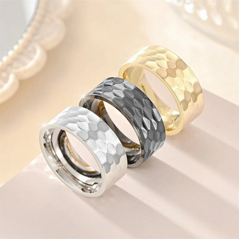 8 мм мъжки пръстени Модни бижута Чукащи вдлъбнати изпъкнали шарки Годежни сватбени подаръци за рожден ден Женски пръстени