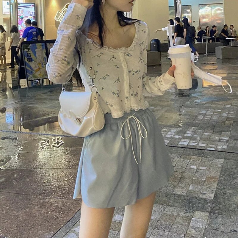 Ženski kardigan Sweet Crop Top Dizajn Patchwork Čipka Cvjetni Nježni Studenti Retro jednoredno kopčanje u korejskom stilu Chic Ins