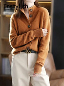 Elegantni luksuzni pleteni kardigan, ženski vintage Harajuku džemper s gumbima, zimski labavi preveliki pulover, pletene majice Ulična odjeća Y2K