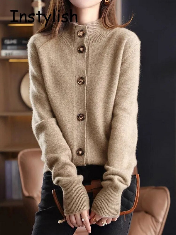 Elegantni luksuzni pleteni kardigan, ženski vintage Harajuku džemper s gumbima, zimski labavi preveliki pulover, pletene majice Ulična odjeća Y2K