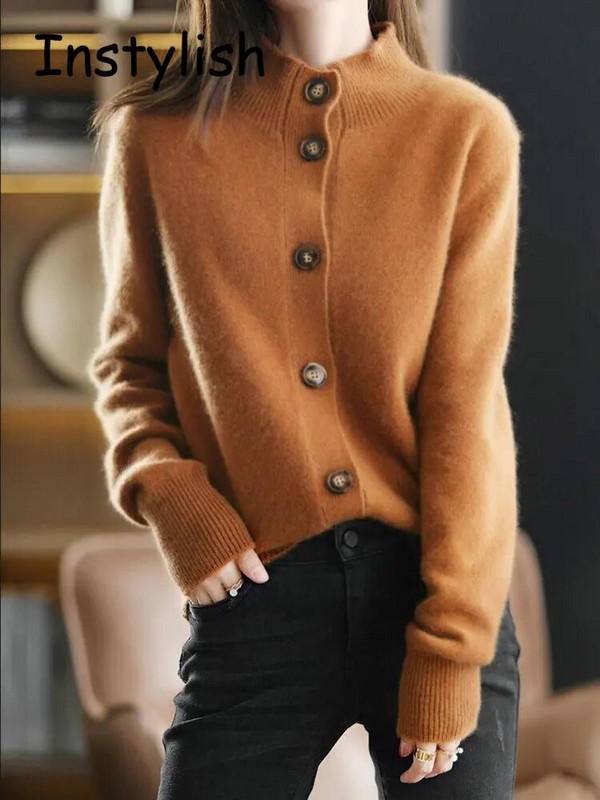 Elegantni luksuzni pleteni kardigan, ženski vintage Harajuku džemper s gumbima, zimski labavi preveliki pulover, pletene majice Ulična odjeća Y2K