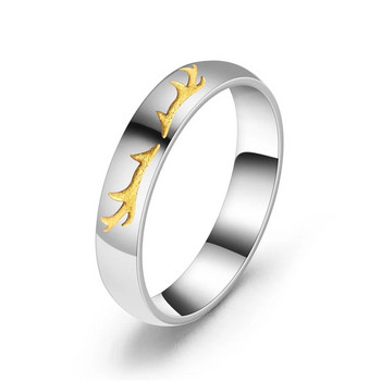Изящни модни пръстени за двойка Елени с животни Коледни подаръци от неръждаема стомана Годежни сватбени бижута за мъже Женски пръстени