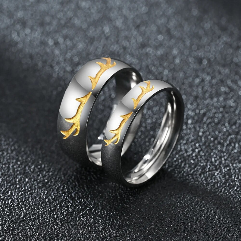 Fini modni prstenovi za par Životinje Jeleni Božićni darovi od nehrđajućeg čelika Zaručnički vjenčani nakit Za muškarce Žensko prstenje