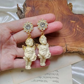 Kreativne ženske naušnice Gotički Kupid anđeoski privjesak Viseće naušnice Vintage u obliku bebe s kristalnim nakitom Viseće naušnice Pokloni