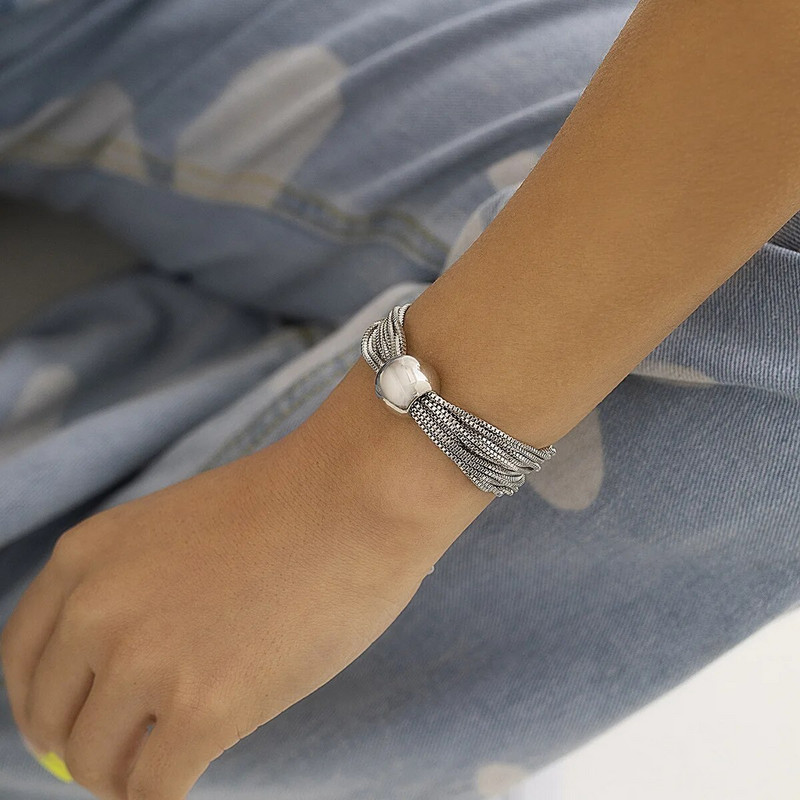 Višeslojna gotička upletena zdepasta lančana narukvica za žene Vintage narukvica s privjeskom s velikom loptom Pretjerani nakit Steampunk dar