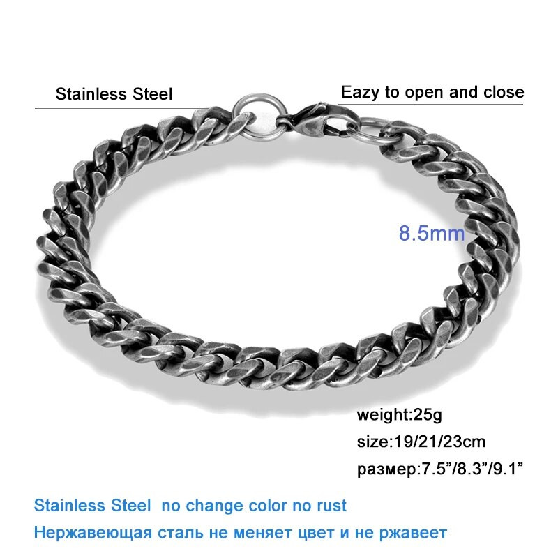 Muške narukvice od nehrđajućeg čelika Vintage nakit Byzantine Curb Cuban Link Chain Punk narukvice Božićni dar Veleprodaja Accessoires