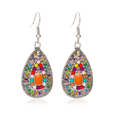 Modyle Fashion Vintage Tibetas sudraba dabīgā tirkīza auskari zilā akmens ūdens lāses nokarenas auskari sievietēm Boho