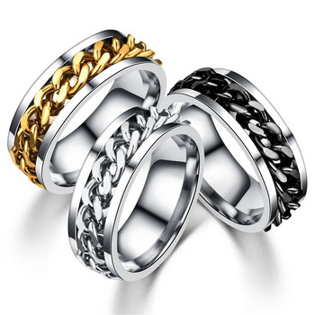 Κλασικά αντρικά δαχτυλίδια από τιτάνιο ατσάλι με περιστρεφόμενη αλυσίδα δακτυλίων για άντρες Ανοιχτήρι κοσμήματα Εξατομικευμένο αξεσουάρ για πάρτι Γυναικεία δαχτυλίδια