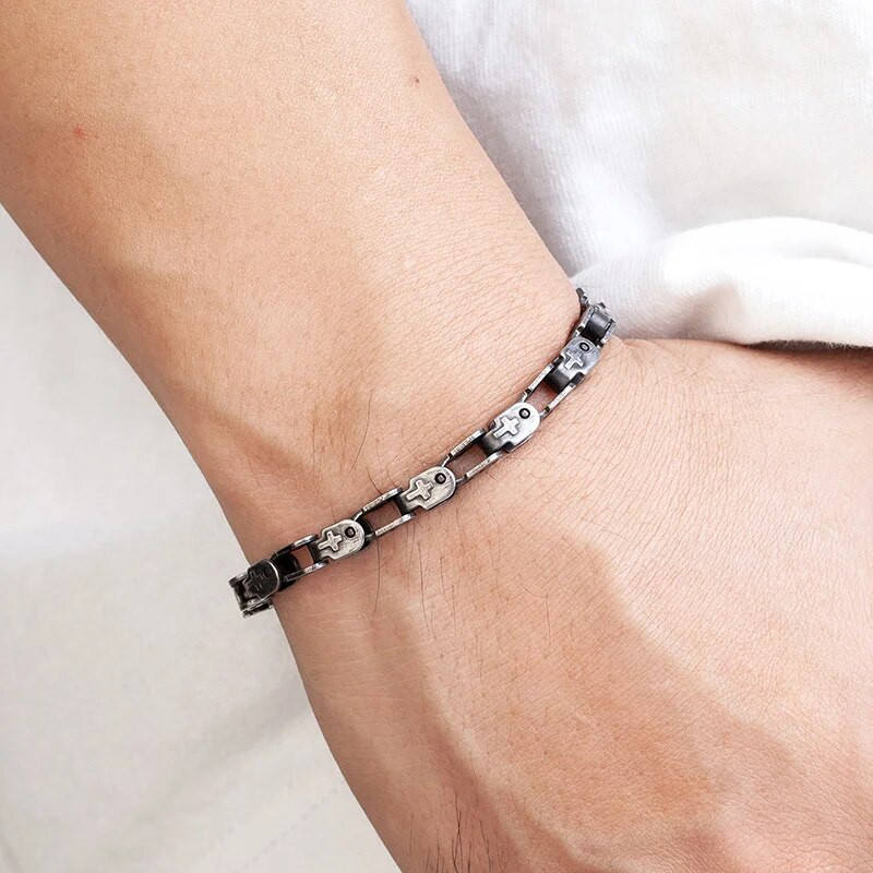 Narukvica Muški starinski nakit od oksidiranog nehrđajućeg čelika Bizantski rubnik Kubanski lančić Punk Veleprodaja Narukvice Božićni darovi
